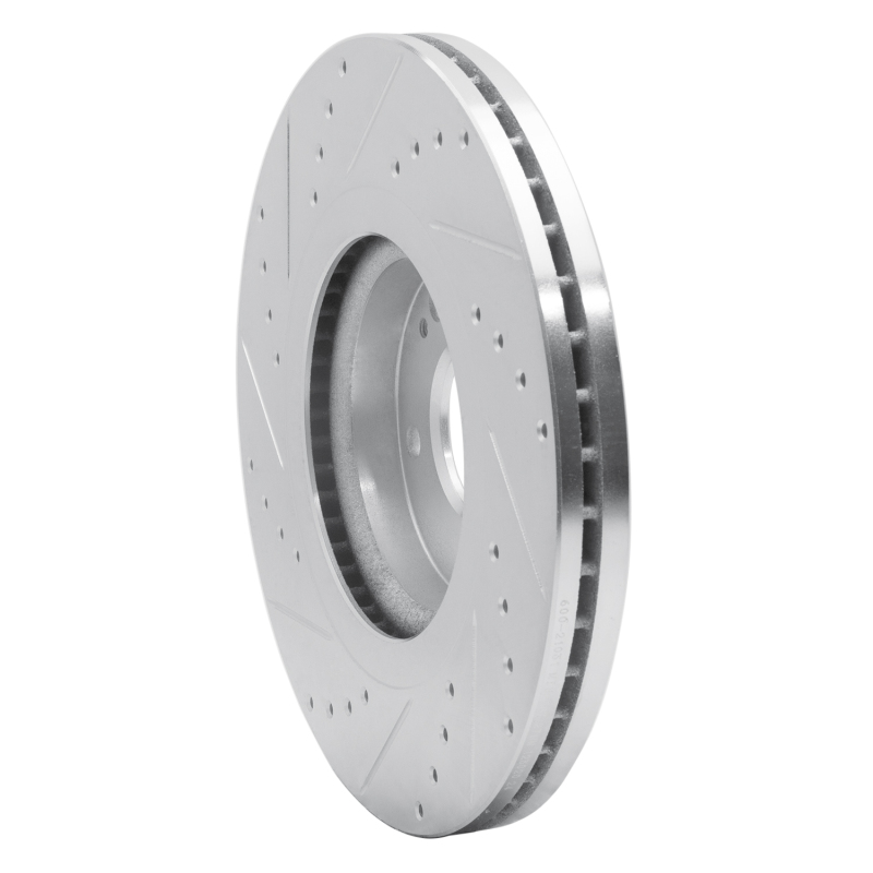 Kia Sedona Brake Rotor (1) - Front Right - R1 Concepts - Drilled & Slotted - Silver - `15-`21